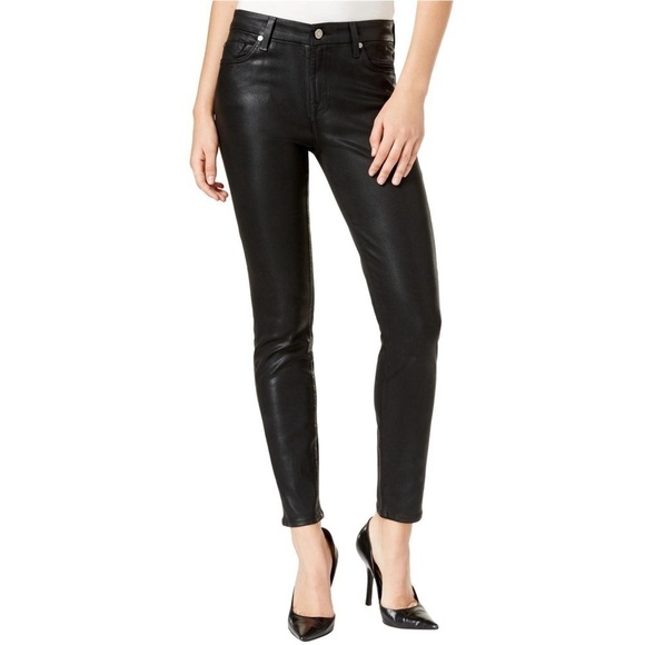 7 For All Mankind Coated Skinny Leather Jeans - Picture 1 of 10